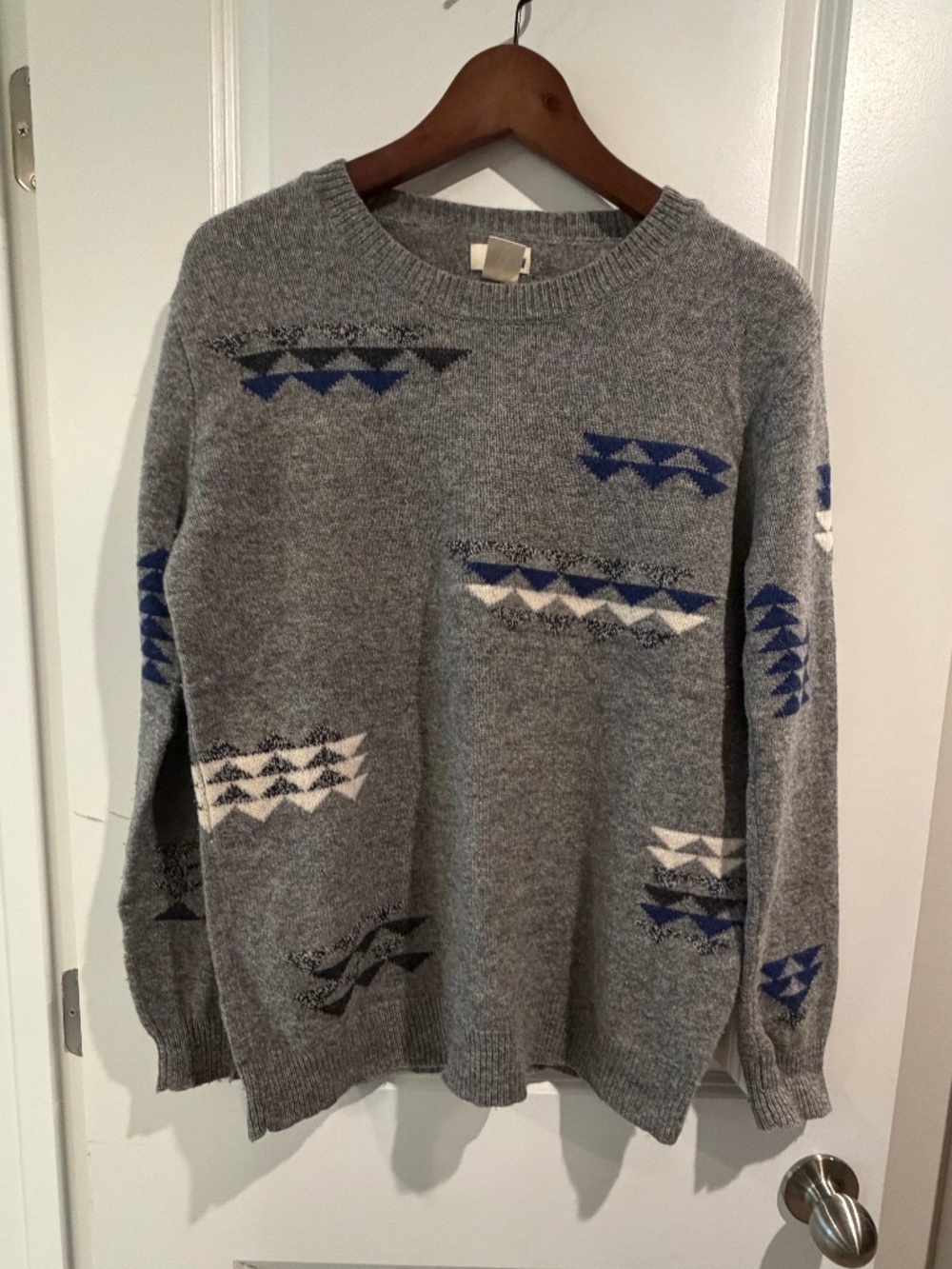 Levi's Grey Wool Blend Geometric Fair Isle Crewneck Sweater - Size S